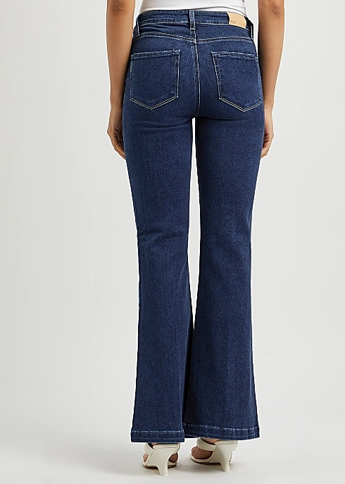 ODM Wholesales Fashion Densign Women Boot Cut Jenas Lady Bell Bottom Dark Blue Jeans